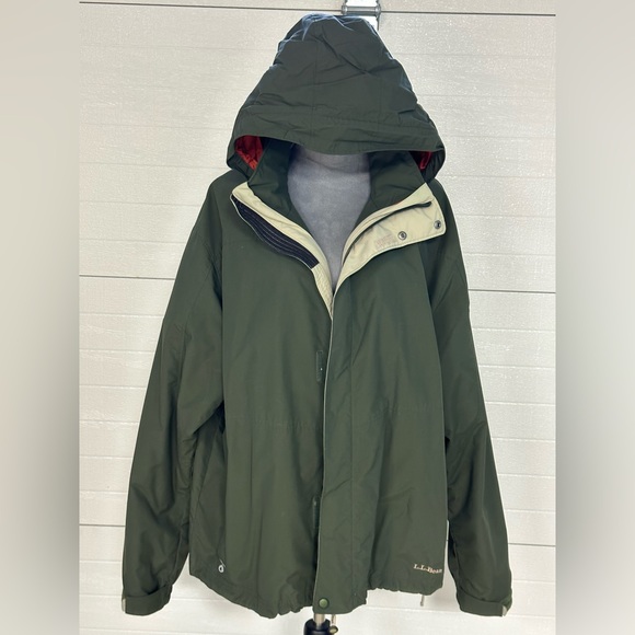 L L Bean Olive Green detachable fleece lined Men’s jacket 0BCY9 Sz 2XL - Picture 8 of 14